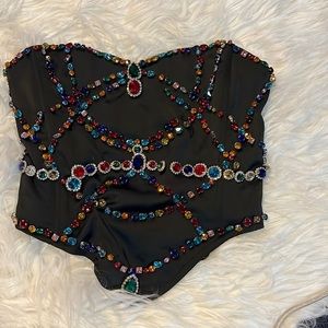 Akira Crystal Corset Top (Strapless)